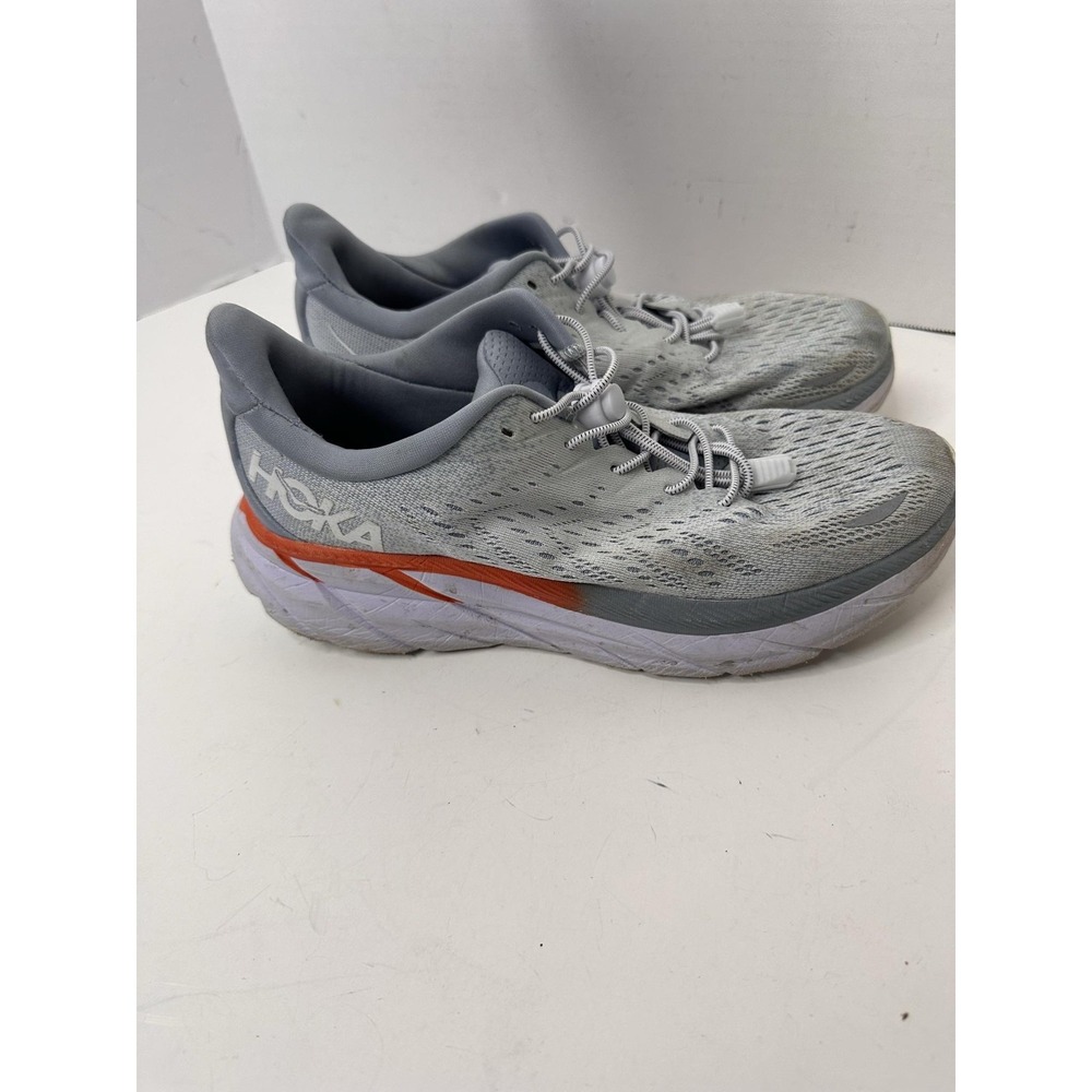 Hoka One One Clifton 8 Gray Orange Running Shoes Womens 8.5B 1119394 BFP
